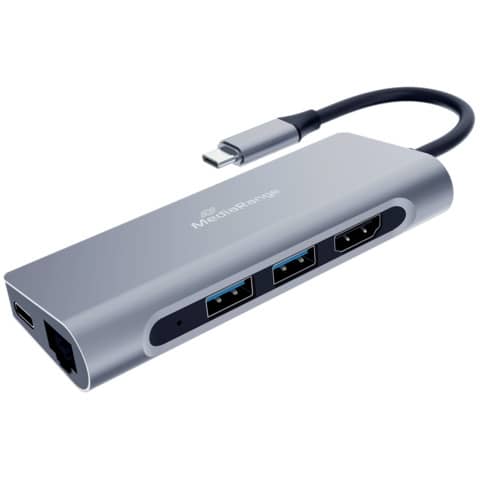 media-range-adattatore-multiplo-usb-type-c-7-in-1-argento-mrcs510