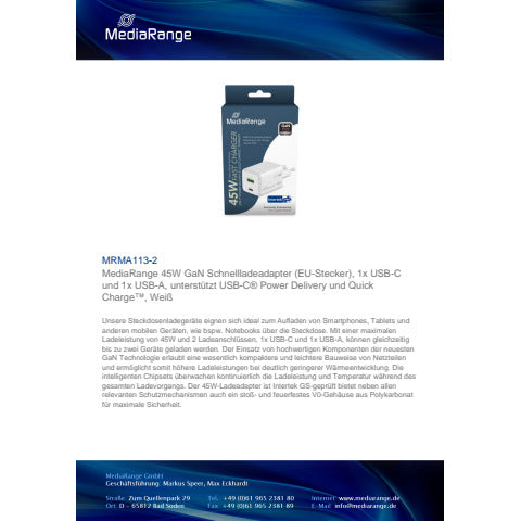 media-range-caricabatterie-rapido-gan-43w-uscita-usb-a-usb-c-media-range-bianco-mrma113-2