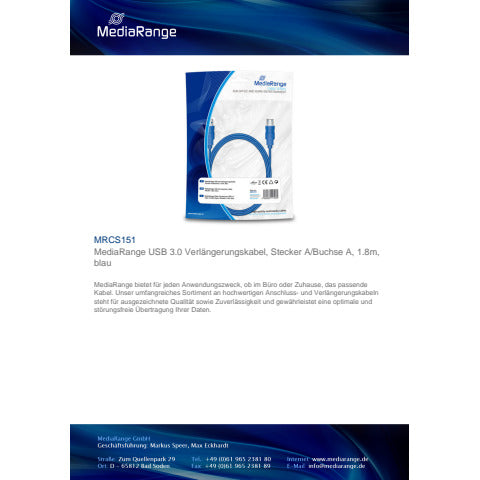media-range-cavo-prolunga-usb-3-0-a-a-1-8m-blu-mrcs151