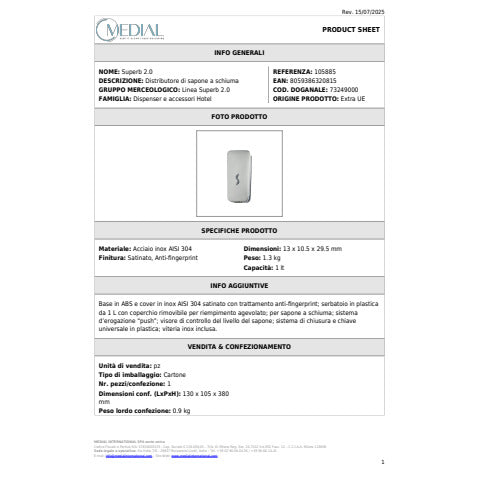 medial-distributore-superb-2-0-118x95x260mm-1l-inox-sapone-schiuma-105885