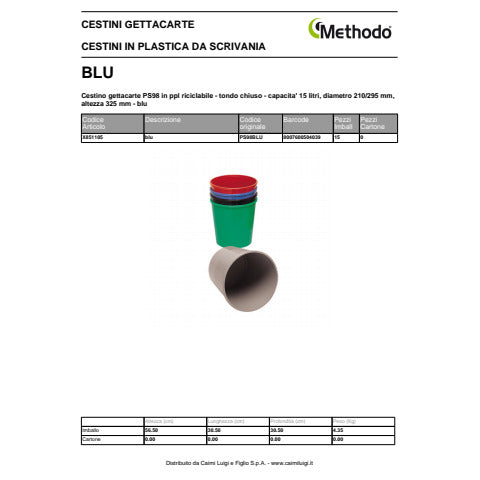methodo-cestino-gettacarte-15-lt-295-mm-x-h-325-mm-blu-x851105