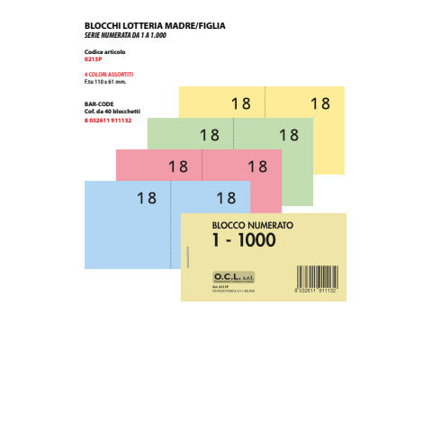 ocl-blocchi-lotteria-madre-figlia-o-c-l-serie-numerata-1-1000-4-colori-assortiti-conf-40-pz-0213p
