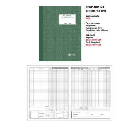 ocl-registro-iva-corrispettivi-numerato-1-31-o-c-l-16-fogli-0508