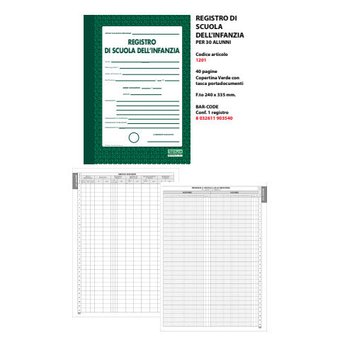 ocl-registro-scuola-dellinfanzia-40-pagine-30-alunni-o-c-l-verde-1201