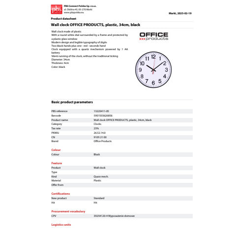 office-products-orologio-parete-plastica-diametro-34-cm-nero-13223411-05