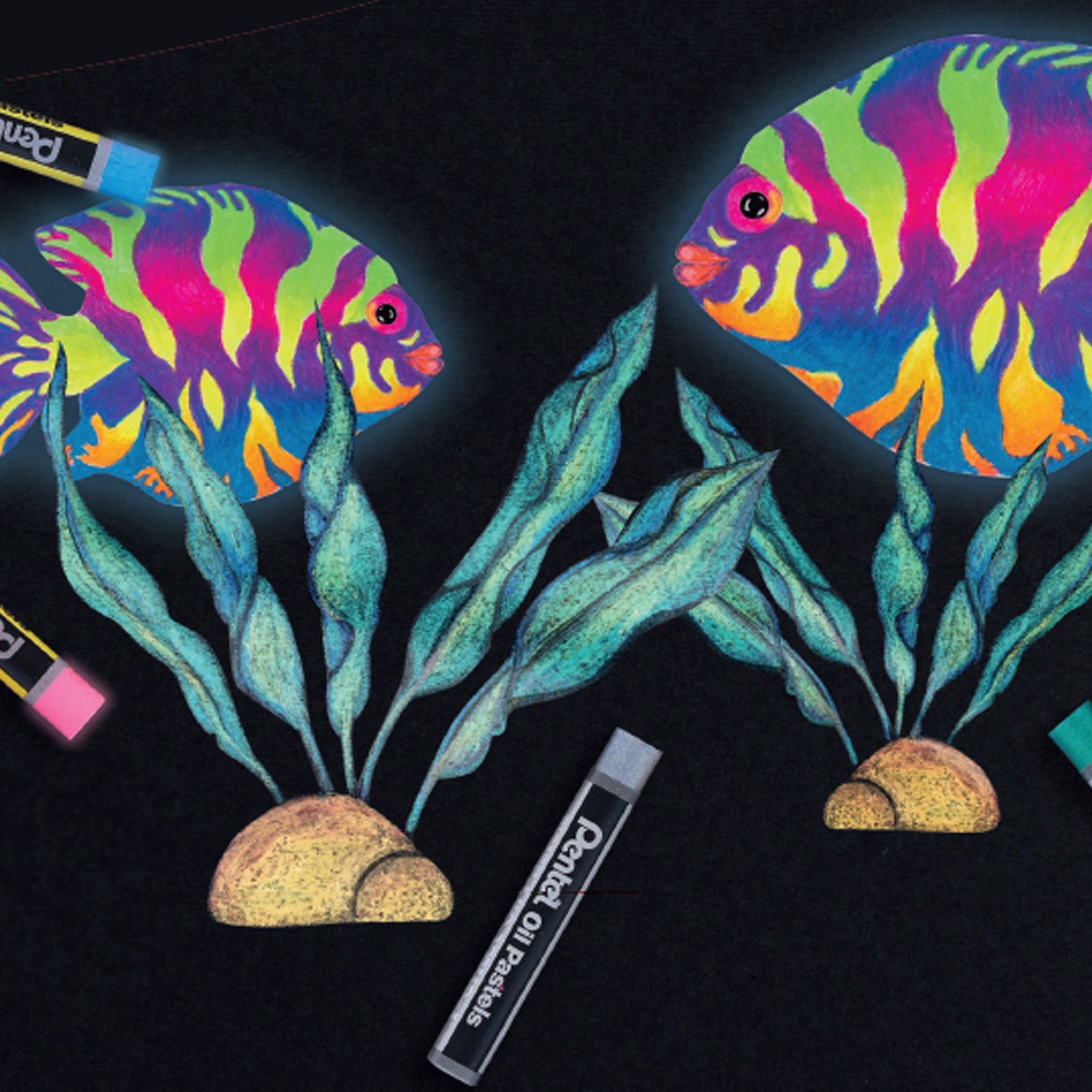 pentel-astuccio-12-pastelli-olio-colori-assortiti-fluo-metal