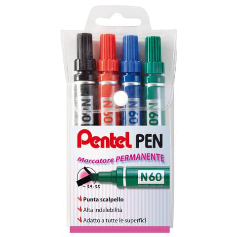 pentel-astuccio-marcatore-pen-n60-4-colori-p-scalpello