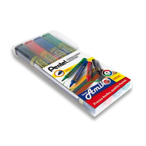 pentel-marcatore-permanente-n850-punta-conica-4-5-mm-assortiti-4-pezzi-0100861