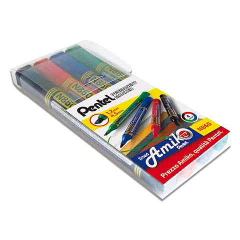 pentel-marcatore-permanente-n860-punta-scalpello-4-5-mm-assortiti-4-pezzi-0100862