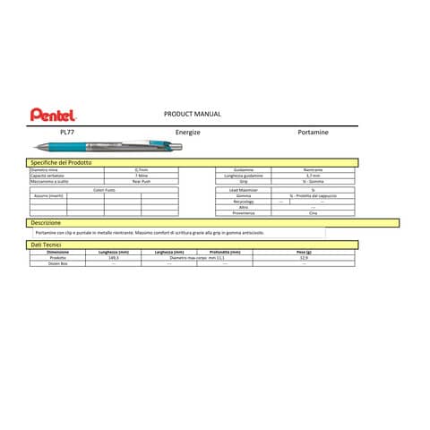 pentel-portamine-energize-pencil-0-7-mm-argento-turchese-pl77-so
