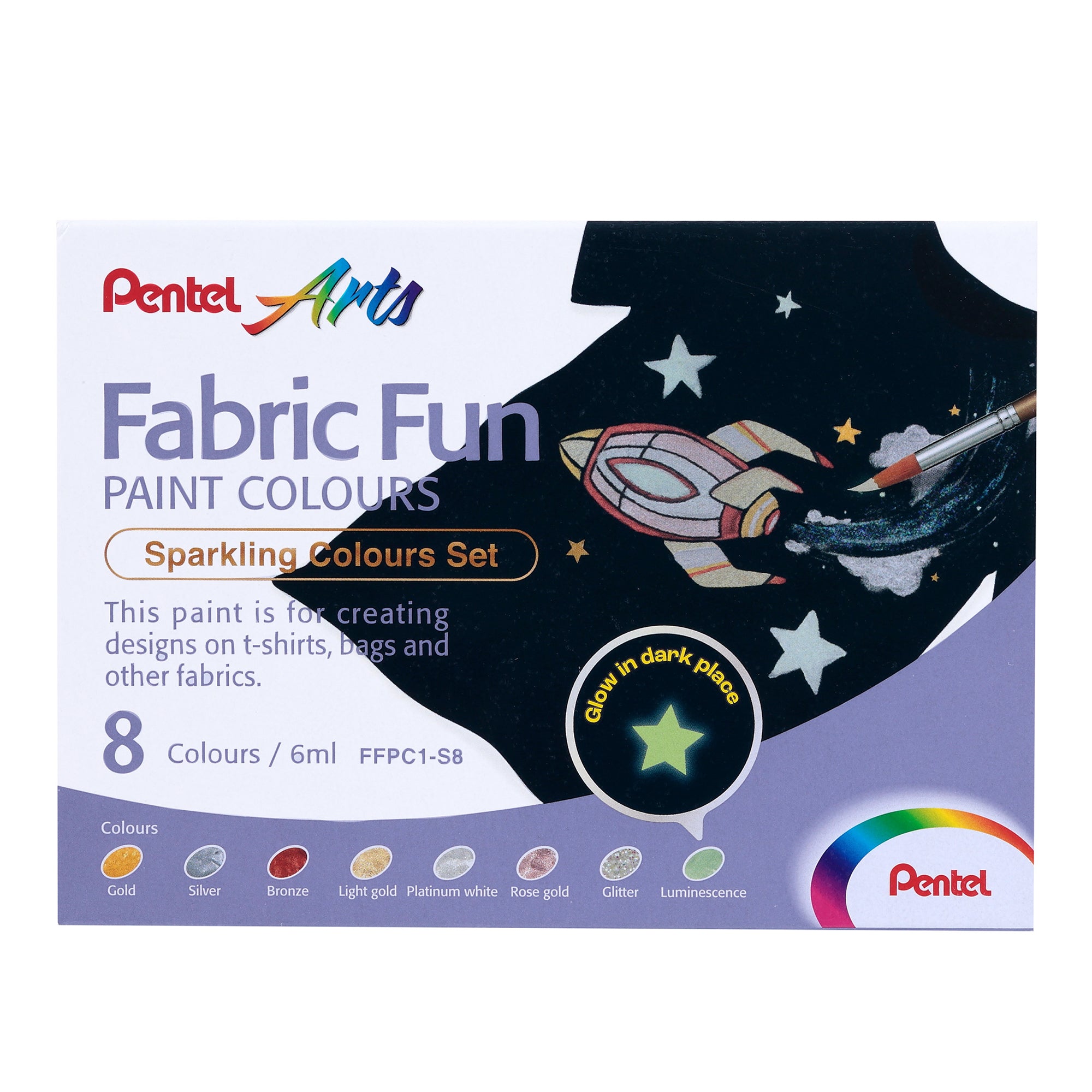 pentel-set-8-colori-sparkling-tessuto-fabric-fun