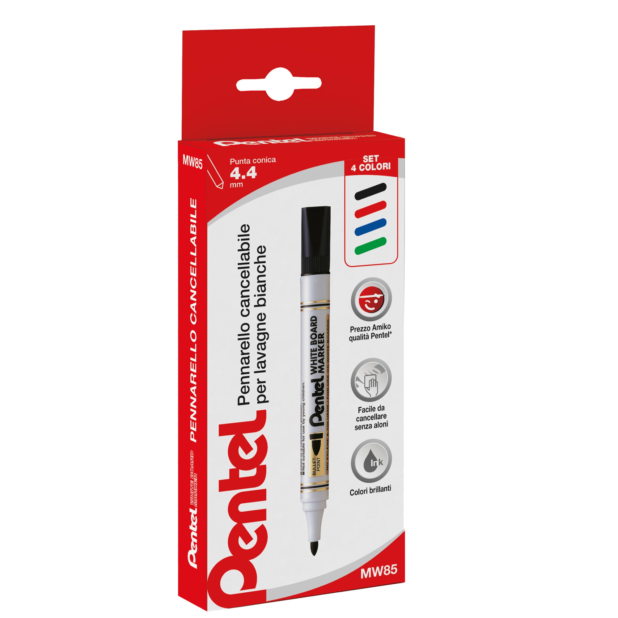pentel-taschetta-4-marcatore-white-board-mw85-punta-tonda-amiko