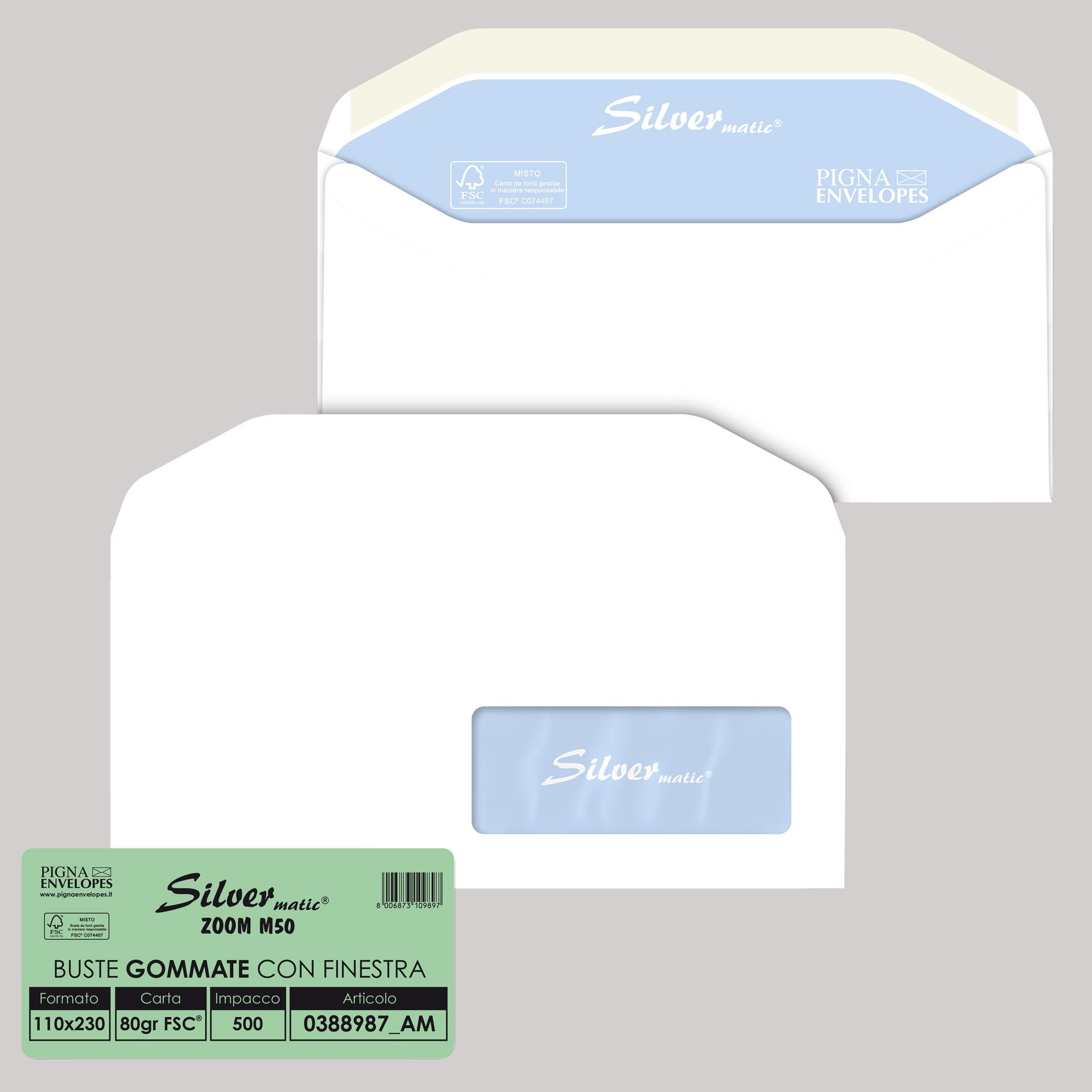 pigna-500-buste-bianche-110x230mm-finestra-80gr-speedmatic