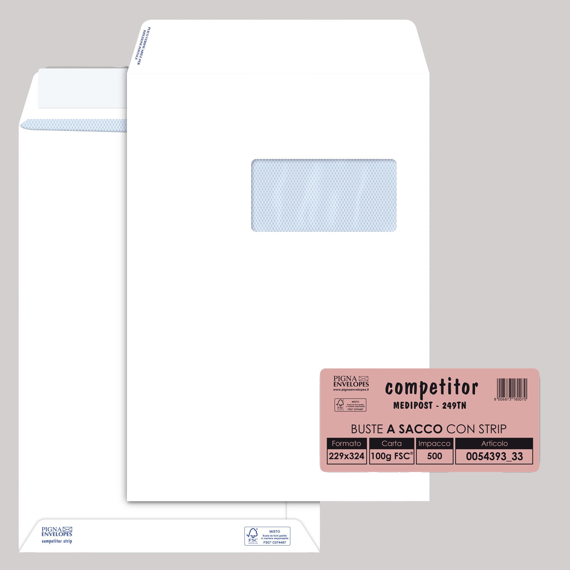 pigna-500-buste-sacco-bianche-229x324mm-c-finestra-100gr-adesiva-competitor