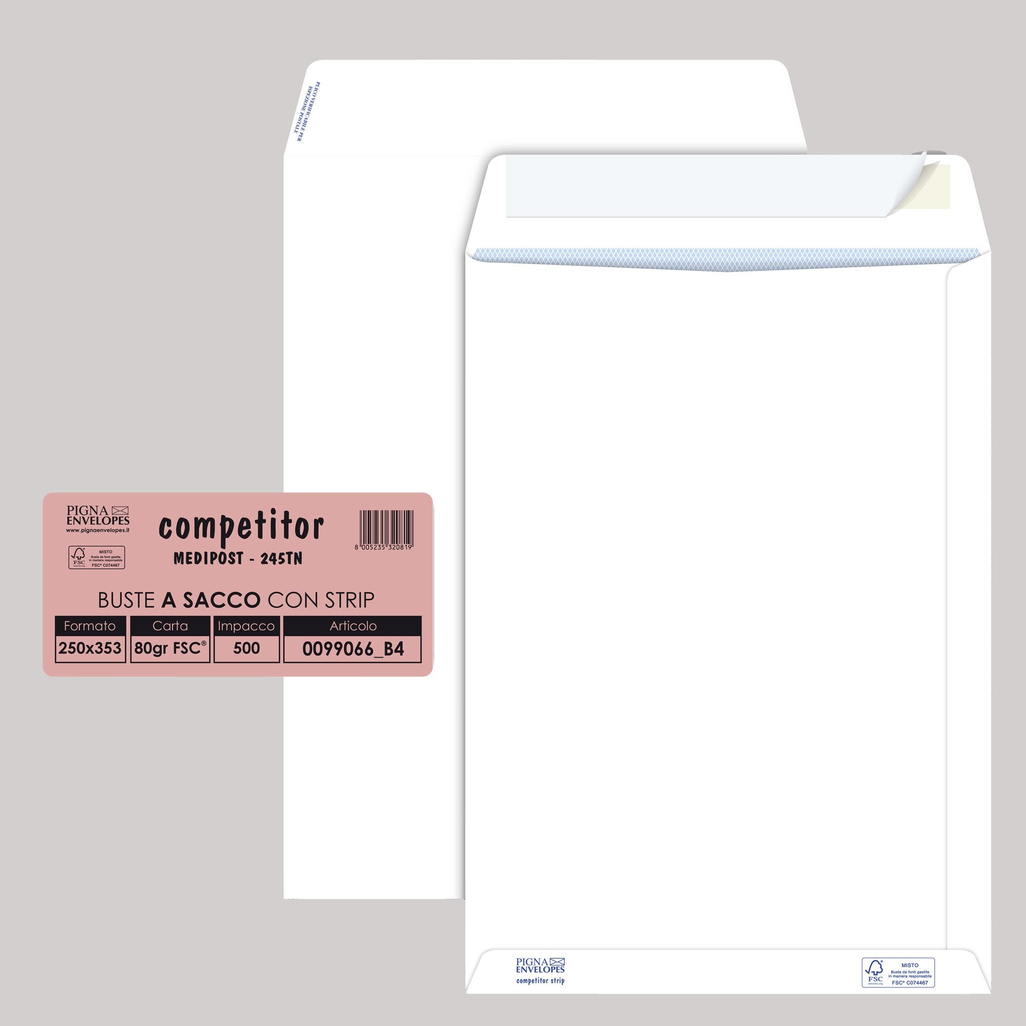 pigna-500-buste-sacco-bianche-250x353mm-80gr-adesiva-competitor