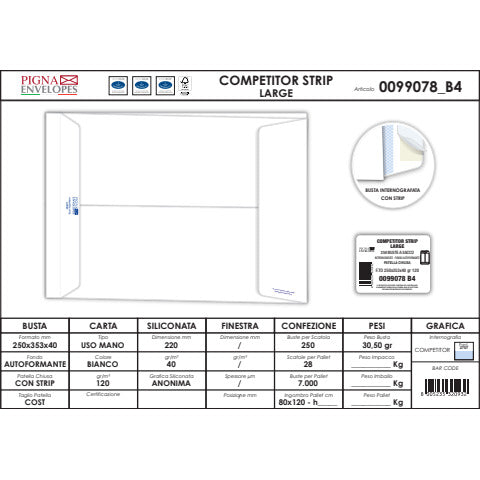 pigna-envelopes-buste-sacco-bianche-competitor-strip-large-soffietti-4-cm-120-g-mq-250x350-mm-conf-250-0099078