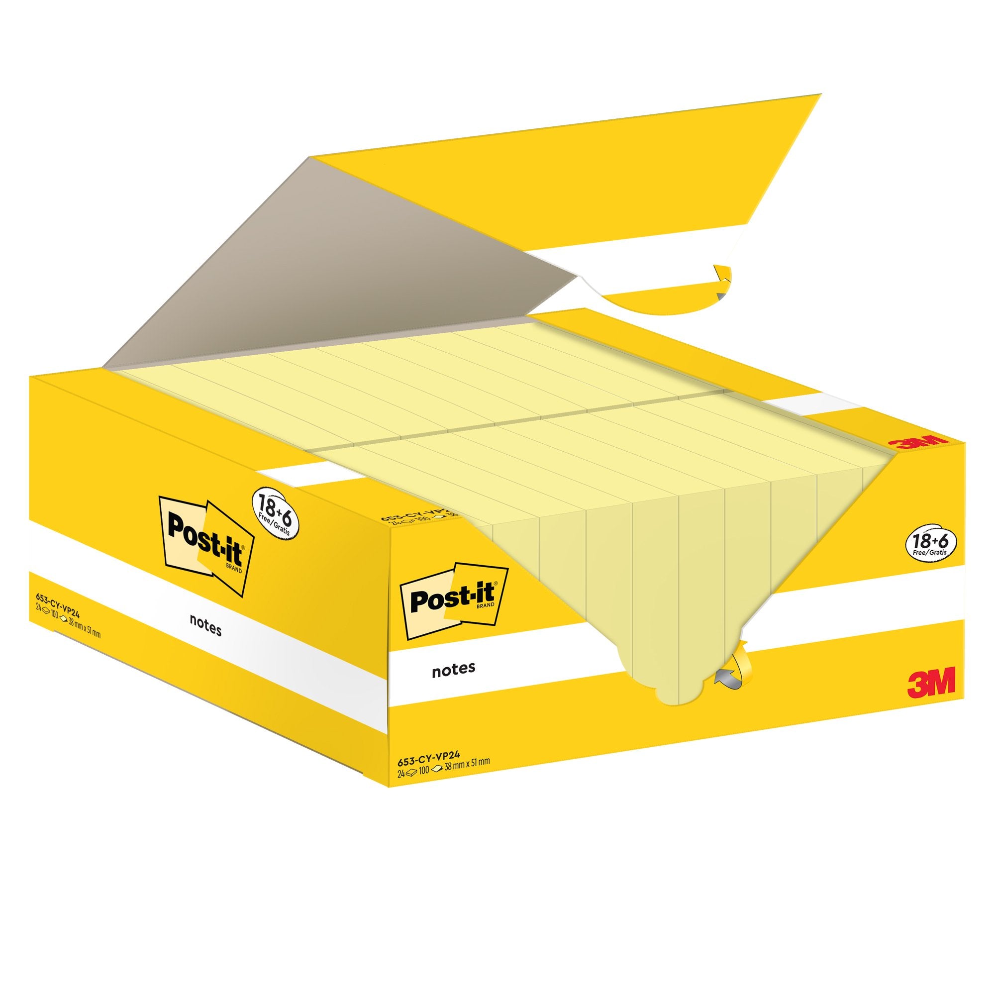 post-it-cf-186pz-blocco-100fg-notes-38x51mm-653-cy-vp24-giallo-canary