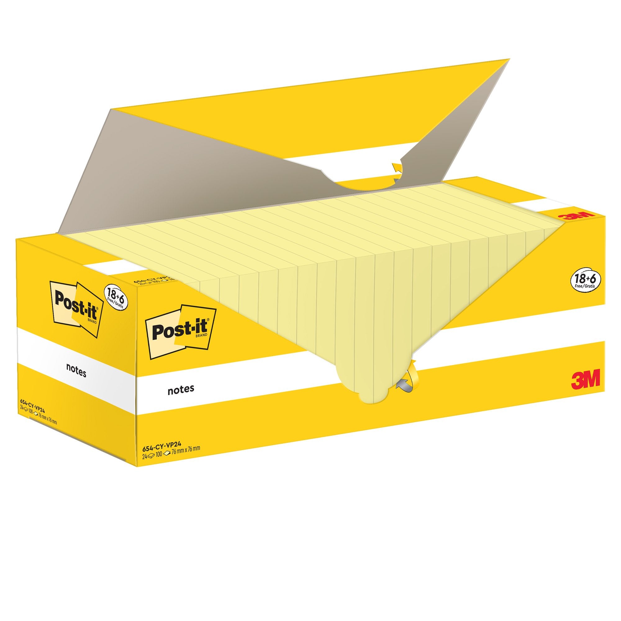 post-it-cf-186pz-blocco-100fg-notes-76x76mm-654-cy-vp24-giallo-canary