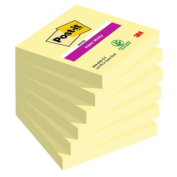 post-it-cf-6pz-90-foglietti-super-sticky-76x76mm-654-6ss-giallo-canary