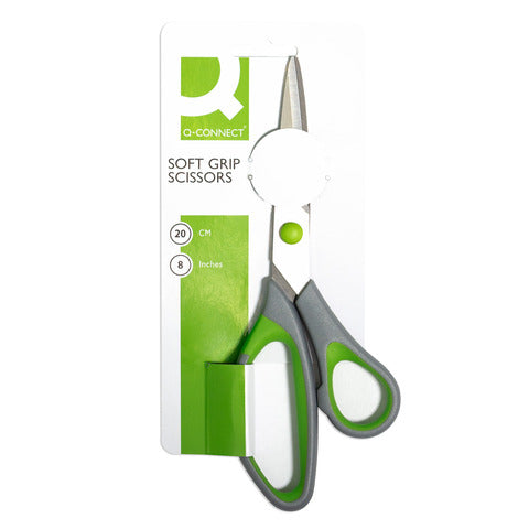 q-connect-forbici-blister-softgrip-lame-asimmetriche-grigio-verde-20-cm-kf00754