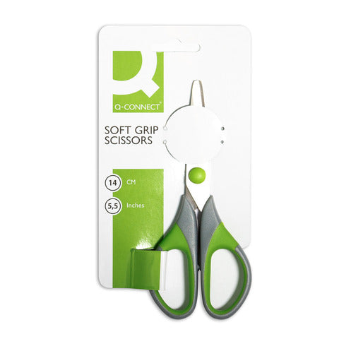 q-connect-forbici-blister-softgrip-lame-simmetriche-grigio-verde-14-cm-kf00752