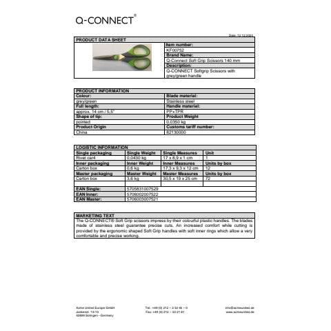 q-connect-forbici-blister-softgrip-lame-simmetriche-grigio-verde-14-cm-kf00752