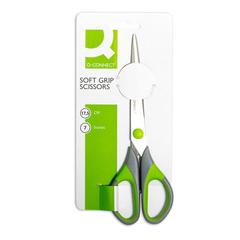 q-connect-forbici-blister-softgrip-lame-simmetriche-grigio-verde-17-5-cm-kf00753