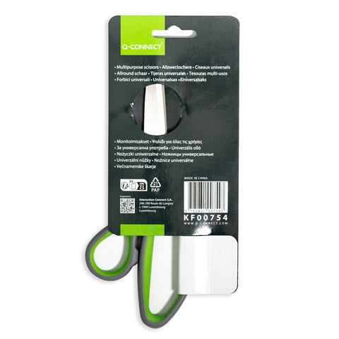 q-connect-forbici-softgrip-lame-asimmetriche-grigio-verde-20-cm-kf00754