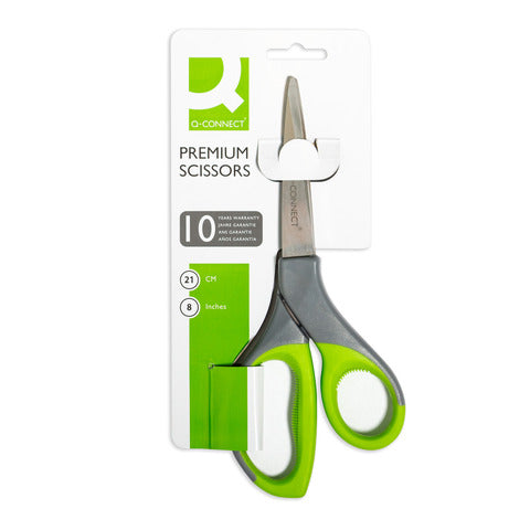 q-connect-forbici-universali-elite-softgrip-lame-asimmetriche-grigio-verde-21-cm-kf03987