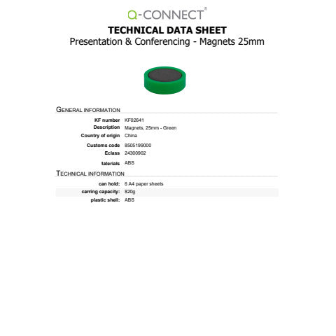q-connect-magneti-lavagne-bianche-25-mm-verde-conf-10-pz-kf02641