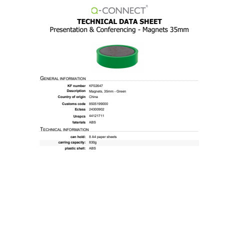q-connect-magneti-lavagne-bianche-35-mm-verde-conf-10-pz-kf02647