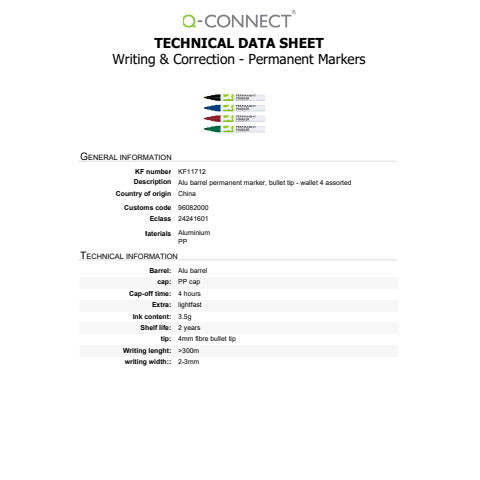 q-connect-marcatore-permanente-fusto-alluminio-punta-conica-4-mm-conf-4-pz-colori-assortiti-kf11712