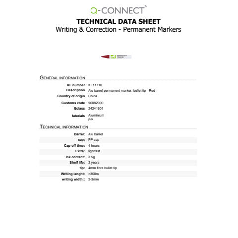 q-connect-marcatore-permanente-fusto-alluminio-punta-conica-4-mm-rosso-kf11710