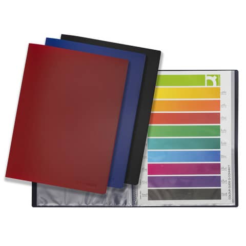 q-connect-portalistini-polipropilene-40-tasche-formato-a4-rosso-opaco-kf01258