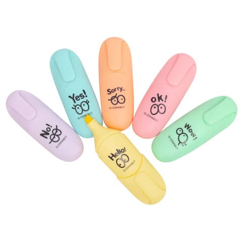 q-connect-set-mini-evidenziatori-colori-assortiti-pastello-conf-6-pezzi-kf17419