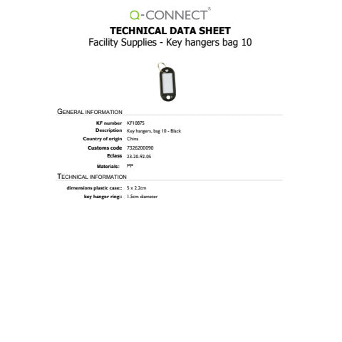 q-connect-targhetta-portachiavi-standard-plastica-5x2-2-cm-nero-confezione-10-pezzi-kf10875