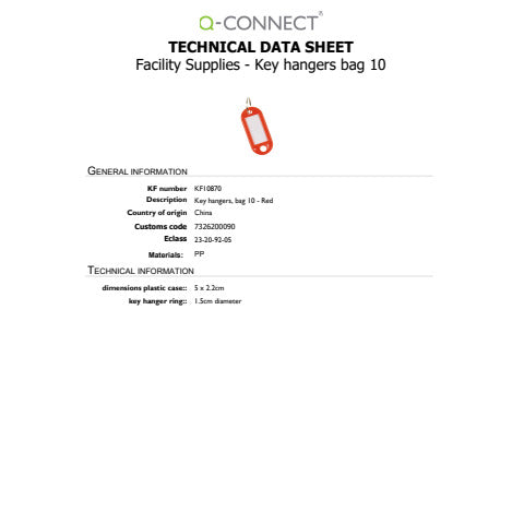 q-connect-targhetta-portachiavi-standard-plastica-5x2-2-cm-rosso-confezione-10-pezzi-kf10870