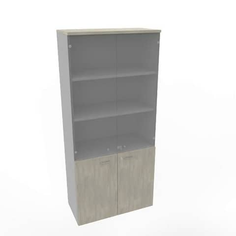 quadrifoglio-armadio-alto-ante-basse-cemento-alte-vetro-scocca-trama-antracite-90x45xh-200-cm-ece490v-cl-ta-ge