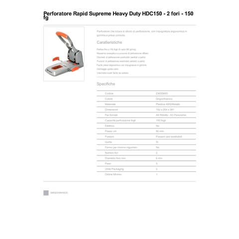 rapid-perforatore-2-fori-max-150fg-hdc150-grigio-arancio