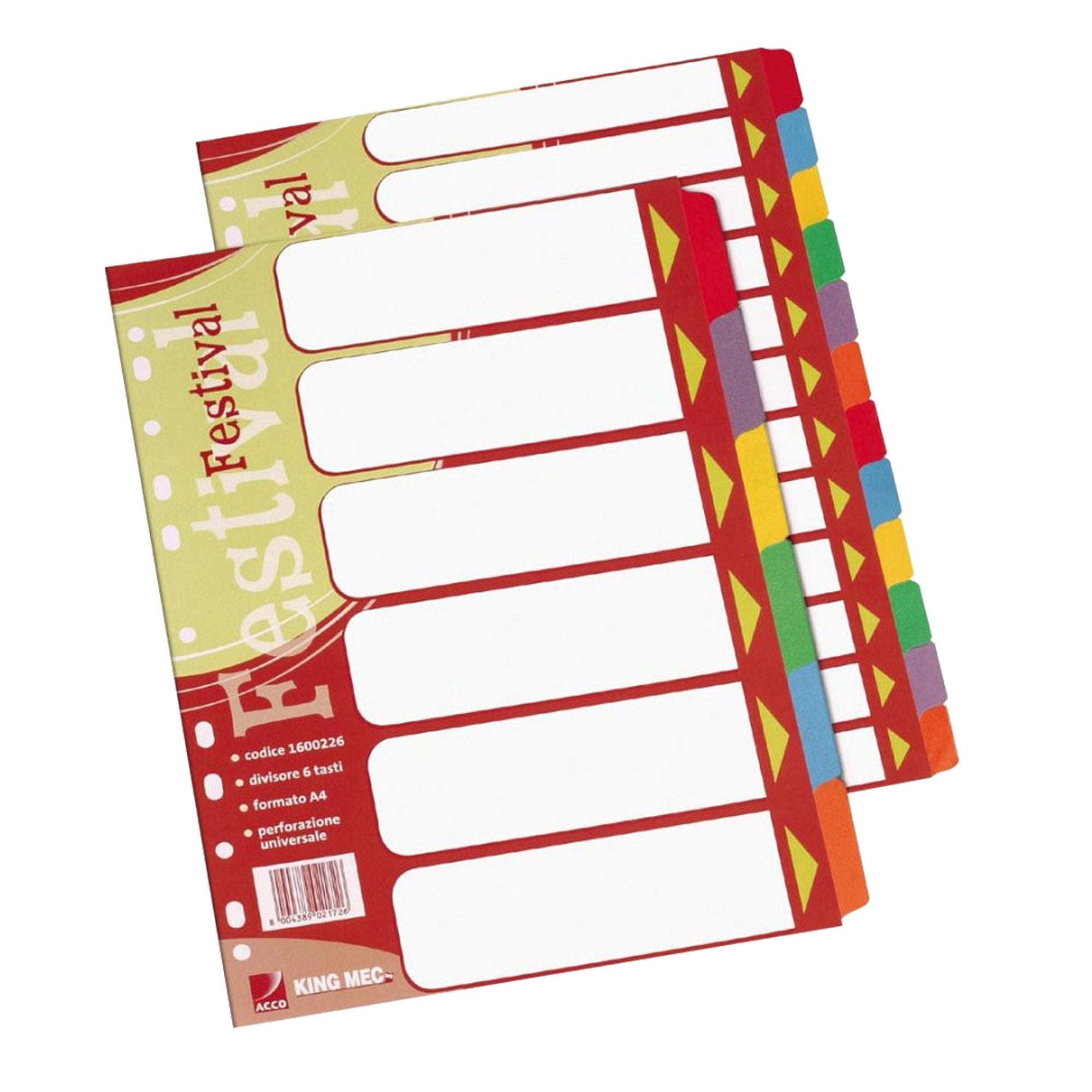 rexel-separatore-6-tasti-colorati-cartoncino-a4-festival