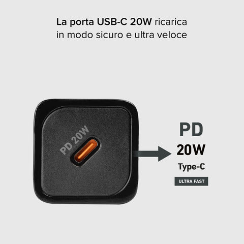 sbs-caricatore-parete-gan-1x-type-c-pd-20w-nero-tetrgan1c20k