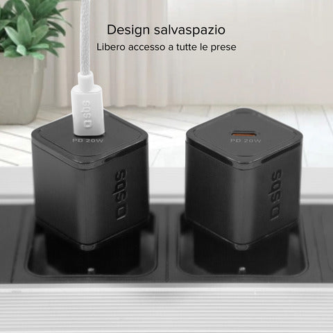 sbs-caricatore-parete-gan-1x-type-c-pd-20w-nero-tetrgan1c20k