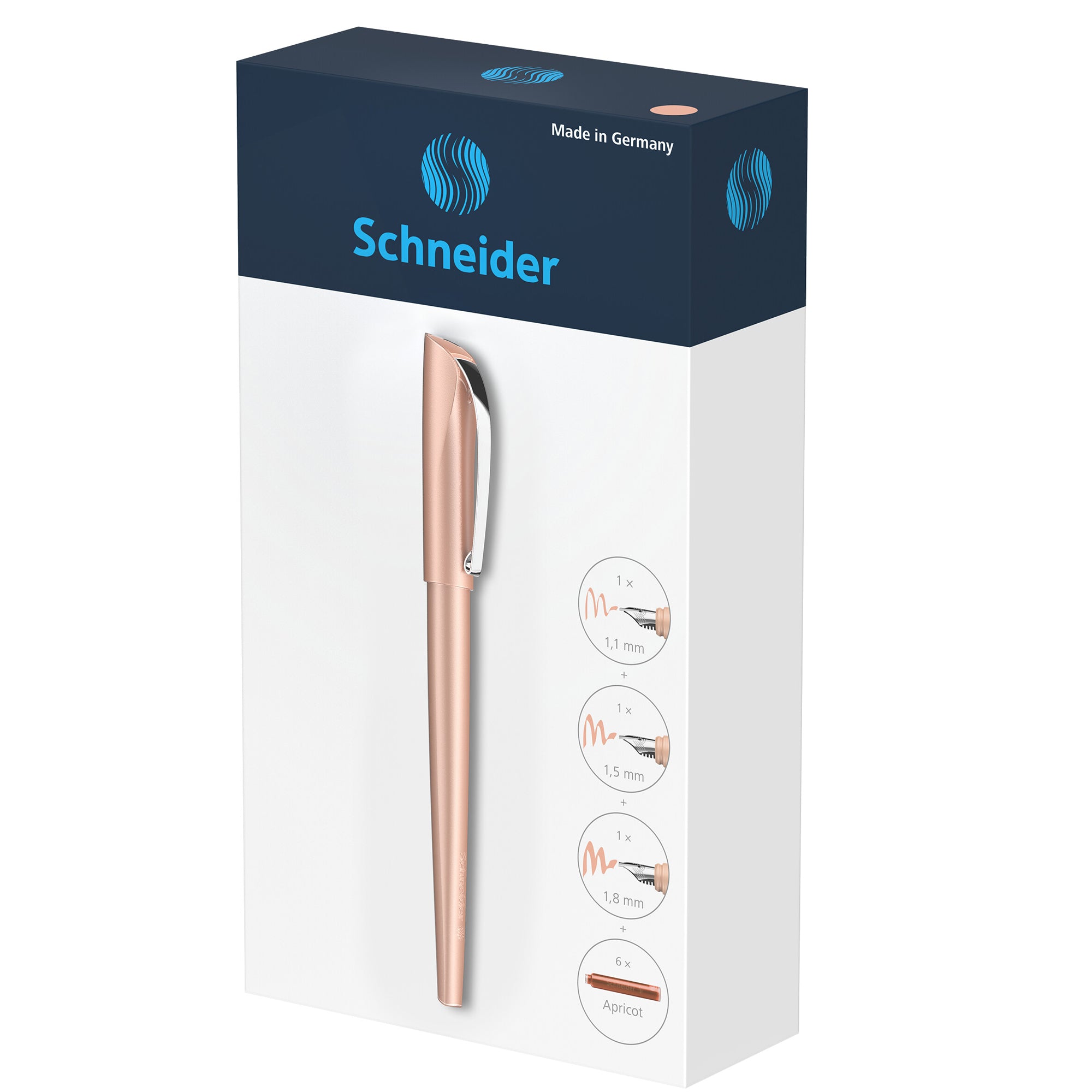 schneider-set-penna-stilografica-callissima3-punte-intercamb-fusto-albicocca