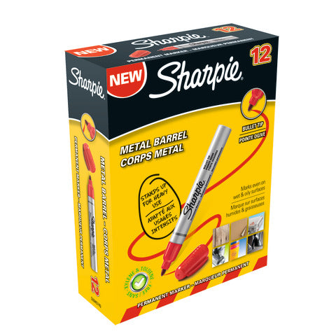 sharpie-marcatore-permanente-metal-punta-tonda-1-4-mm-conf-12-rosso-s0945740