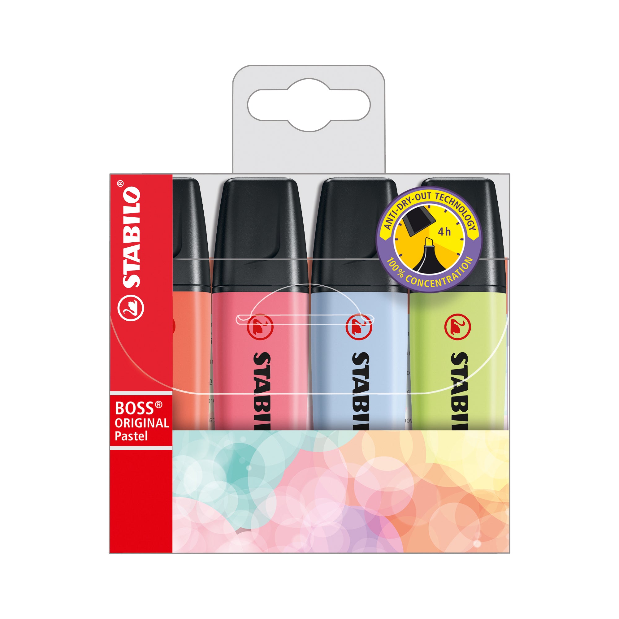 stabilo-astuccio-4-evidenziatori-boss-pastel-lime-ciliegio-ghiaccio-corallo