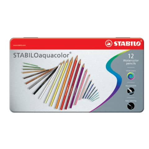 stabilo-matite-colorate-acquarellabili-aquacolor-scatola-metallo-assortiti-conf-12-pezzi-1612-5