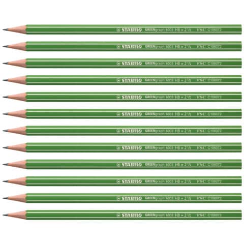 stabilo-matite-senza-gommino-greengraph-hb-conf-12-pezzi-6003-hb