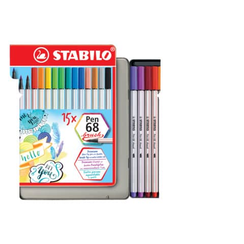 stabilo-pennarelli-pen-68-brush-punta-pennello-m-1-mm-assortiti-scatola-metallo-15-pz-568-15-32