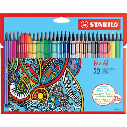stabilo-pennarelli-pen-68-tratto-1-mm-scatola-cartone-30-colori-assortiti-6830-7