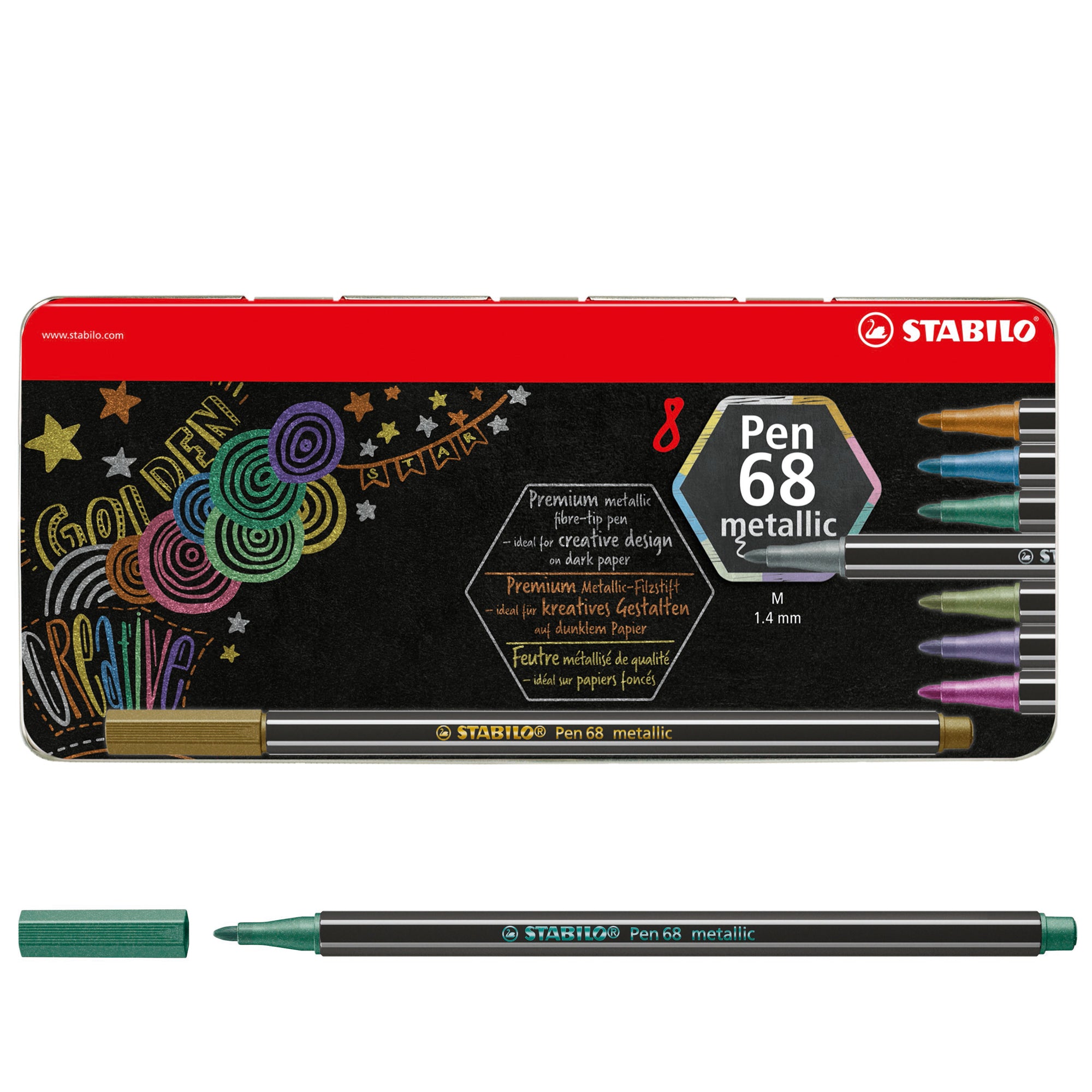 stabilo-scatola-metallo-8-pz-pen-68-metallic